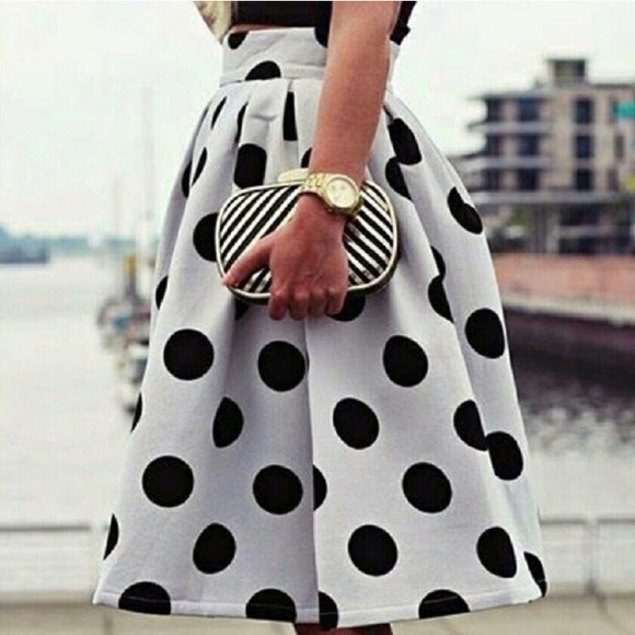 black polka dot skirt